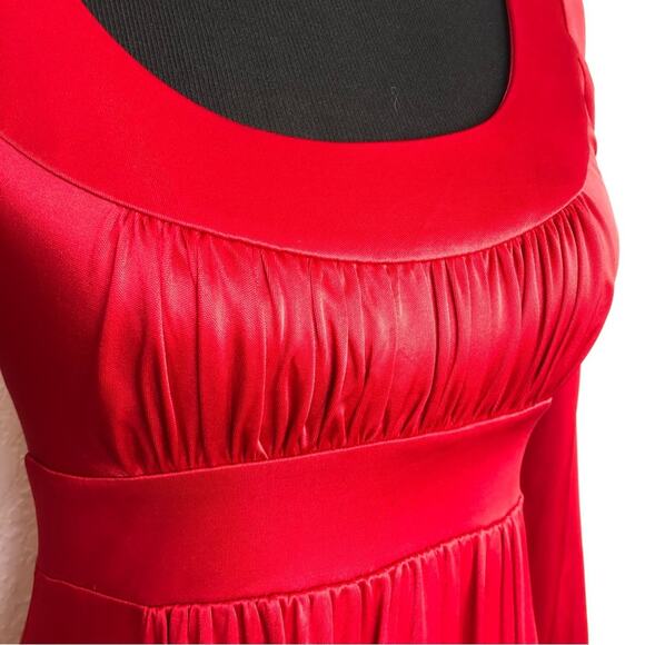 BCBGMaxazria red scoop neck long sleeve empire waist dress size Small NWT - Picture 4 of 13